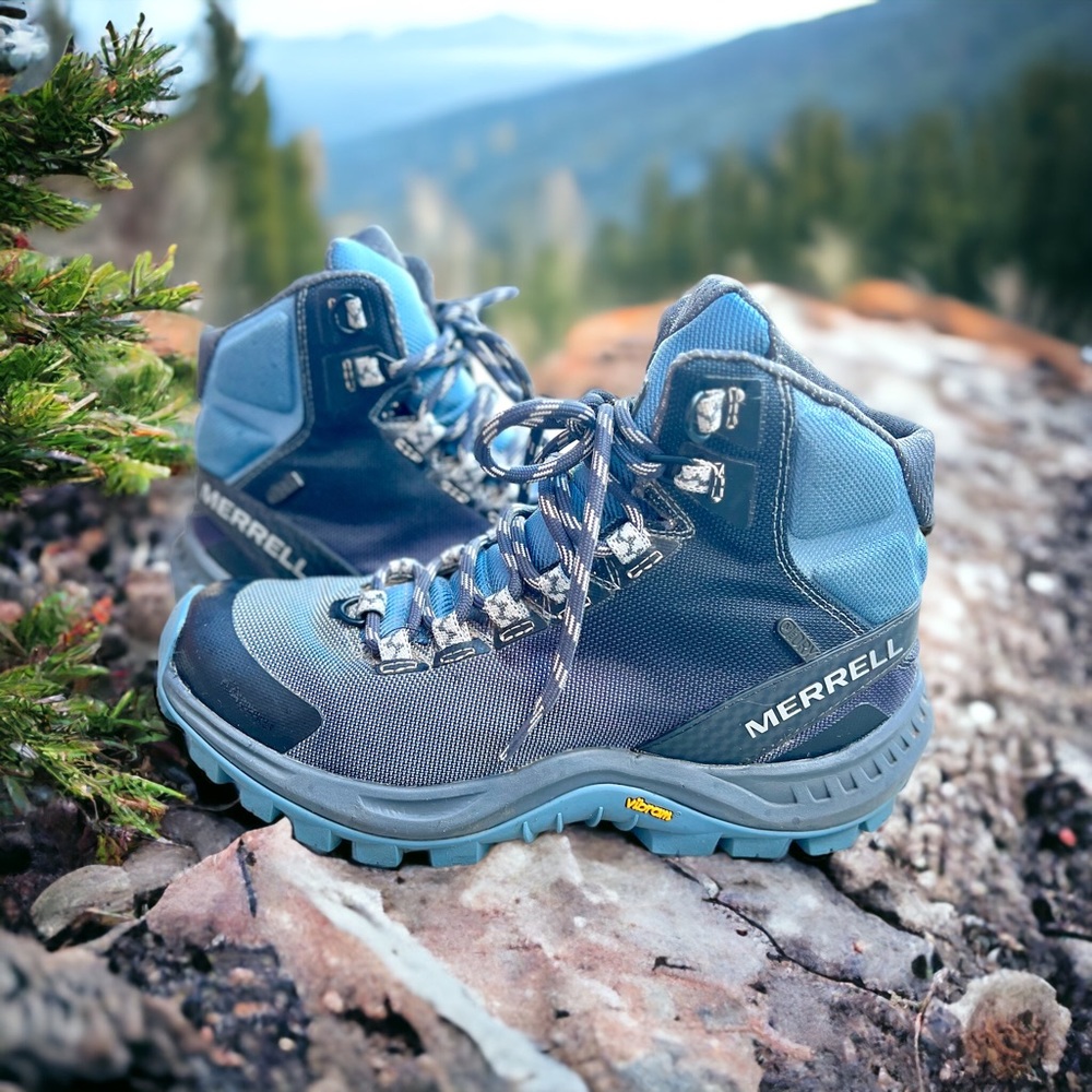 Merrell Thermo Cross 2 Womens Sz 8 Mid Waterproof Vibram Blue Hiking Boots Shoes